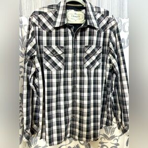 EUC J. Campbell Men's Classic‎ Plaid Button-Down Western Shirt Size XL